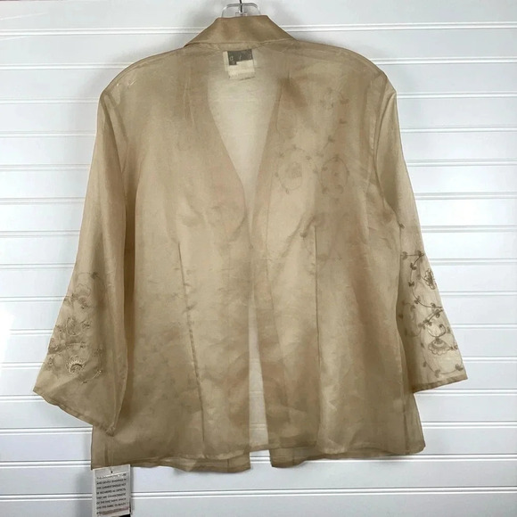David Warren New York  NWT SILK Floral Blazer Jacket SHEER Embroidered Size 12 - Picture 5 of 7